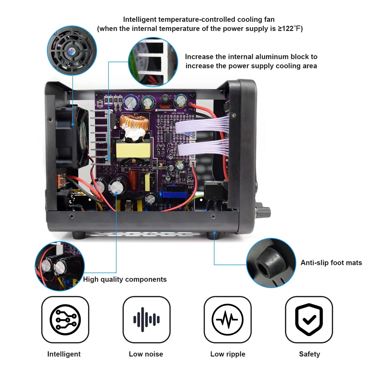 Wanptek 30V 5A 10A Switching Power Supply with 3 Groups Memory Storage Laboratory Work Regulated Power Supply Preset Current.
