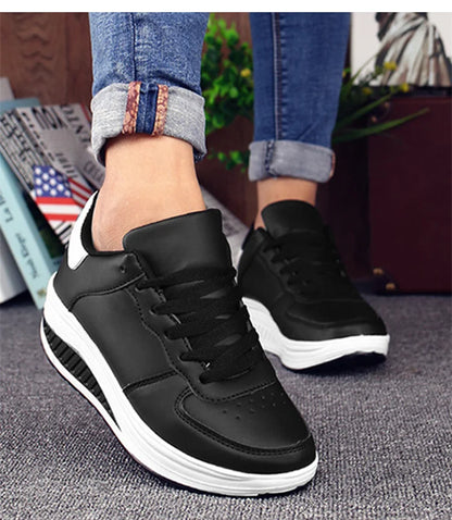 Women Sneakers 2022 New Breathable Vulcanize Shoes Waterproof Wedges Platform Woman Sneaker Leather Casual Shoes Zapatos Mujer.
