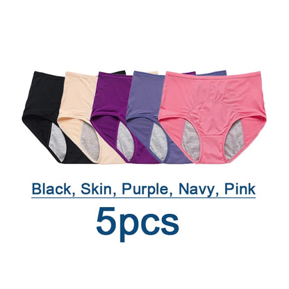 L-8XL Leak Proof Menstrual Panties 5PCS Women Period Underwear Sanitary Panties  Plus Size Physiological Waterproof Briefs