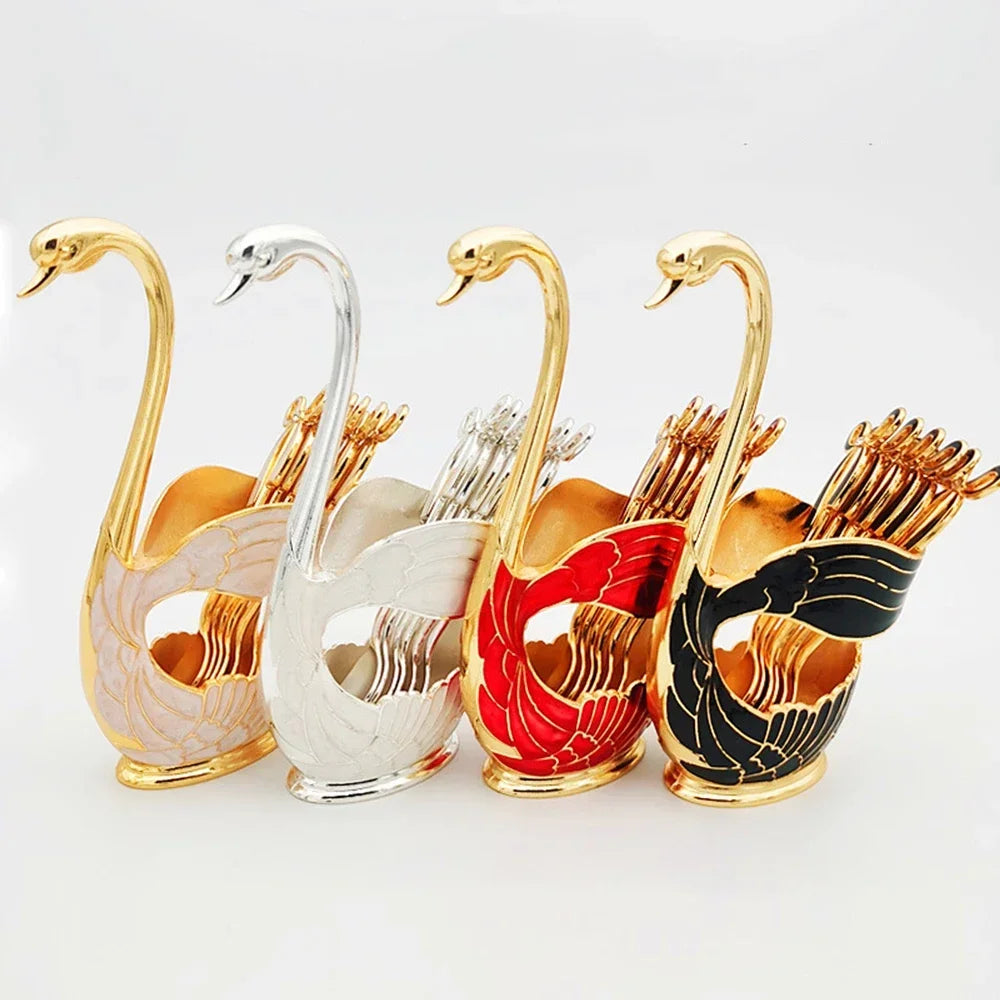 Swan-Shaped Cutlery Holder, Elegant Spoon and Fork Base, Luxury Tableware Storage, Stylish Kitchen Decor and Organizer for Home.