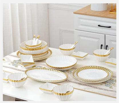 1pcs Upgrade white porcelain plates for food, dinner dishes, salad, soup bowls, ceramic porcelain plates, and tableware.