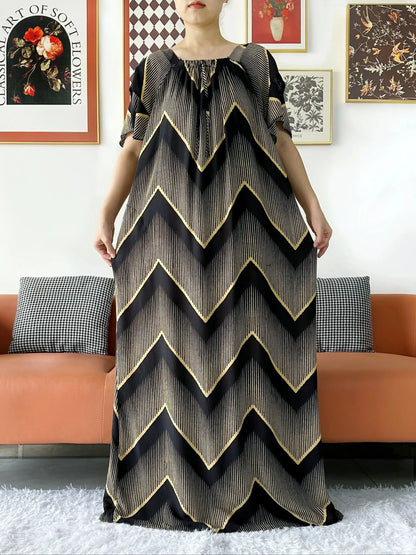 2024 New Muslim Dubai Abaay Women Cotton Dress With Big Scarf For Women Maxi Summer Short Sleeve Loose African Abaya Clothing.