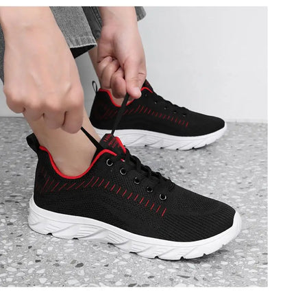 Men's Trendy Lace Up Knit Sneakers Casual Outdoor Athletic Running Walking Gym Shoes