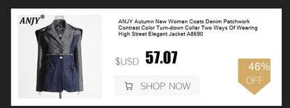 ANJY Autumn Winter Women Fashion Casual Versatile Washed Tide Diamonds Straight Jeans Trend Design Sense High Waist Pants A10636.