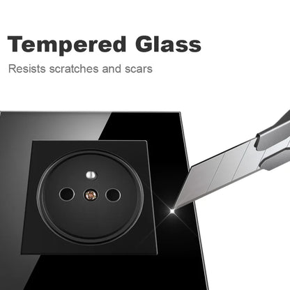 Nywp Französisch standard stecker, glas wallboard, Französisch netzteil, 16a 220V erdung buchse, kind schutz tür.