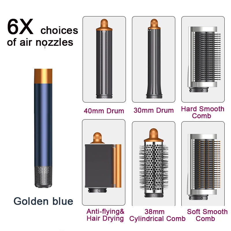 Professional 6IN1 1300W Multi-Functional Hair Styler - Dry, Straighten, Curl with Brush, Ideal for Salon & Home Use.