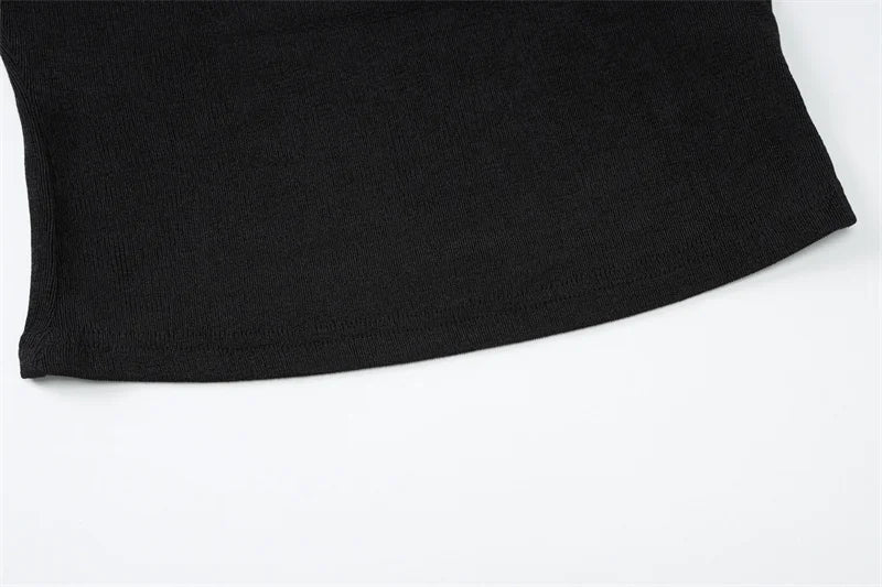 Blifanbo Oblique Shoulder Long Sleeve Tops For Women Metal Buckle Slim Fit Sexy Solid Color Bodycon Fashion BasicTop Streetwear