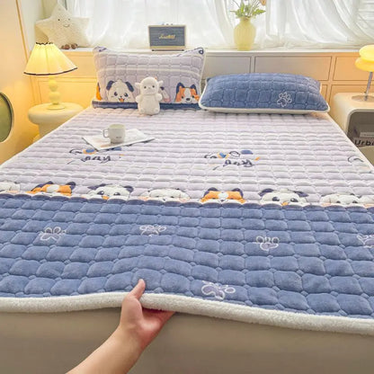 Winter Warm Velvet Mattress Toppers Thick Bed Mattress Cover Bedspread Bed Linens Thin Tatami Floor Mat Single Double Bed Sheet