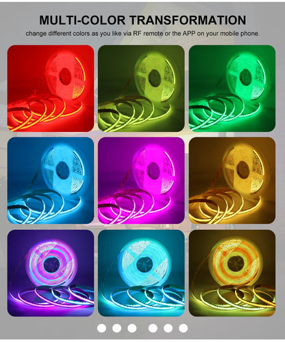 1-25M RGB Addressable COB LED Strip Light 24V WS2811 Pixel LED Strip Tuya WiFi RGBIC LED Ribbon Light Kit For TV Room decoration.