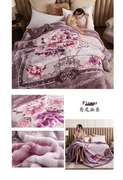 Double-layer Thick Plush Blanket Warm Skin Friendly in Winter Quilt Multiple Non Shedding Prints High Quality Bedding Article