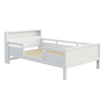 Multifunktions-Holzbett, USB- und Tape-C-Kombinationssteckdose, kleines LED-Licht, Kopfteil mit Einlagerfunktion, Einzelbett