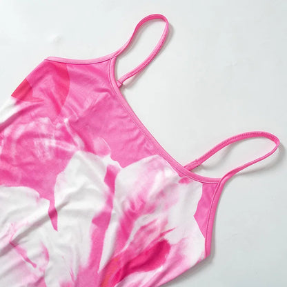 Gedruckt Spaghetti Hot Backless Maxi Kleid Frauen Mode Schlank Elegante Kontrast Patchwork Halter Kleider Herbst Lange DressZ