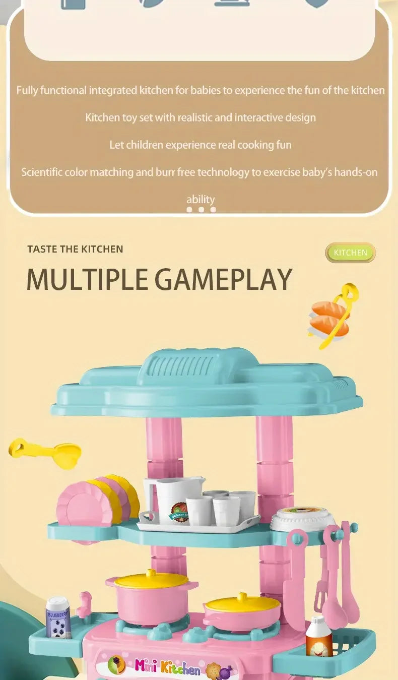 Play House Kitchen Toy Set Simulation Mini Cooking Tableware Play House Toy.