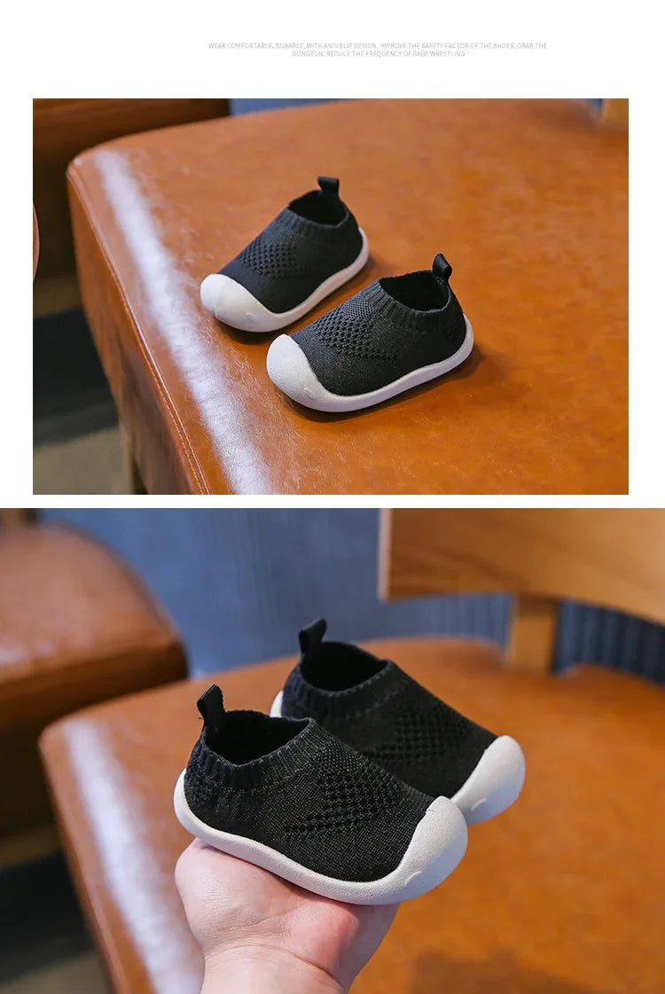 Baby Boys Casual Shoes Toddlers Girls Sneakers Stretch Fabric Kids Shoes Slip-on Soft Anti-skid Children Breathable Baby Flats.