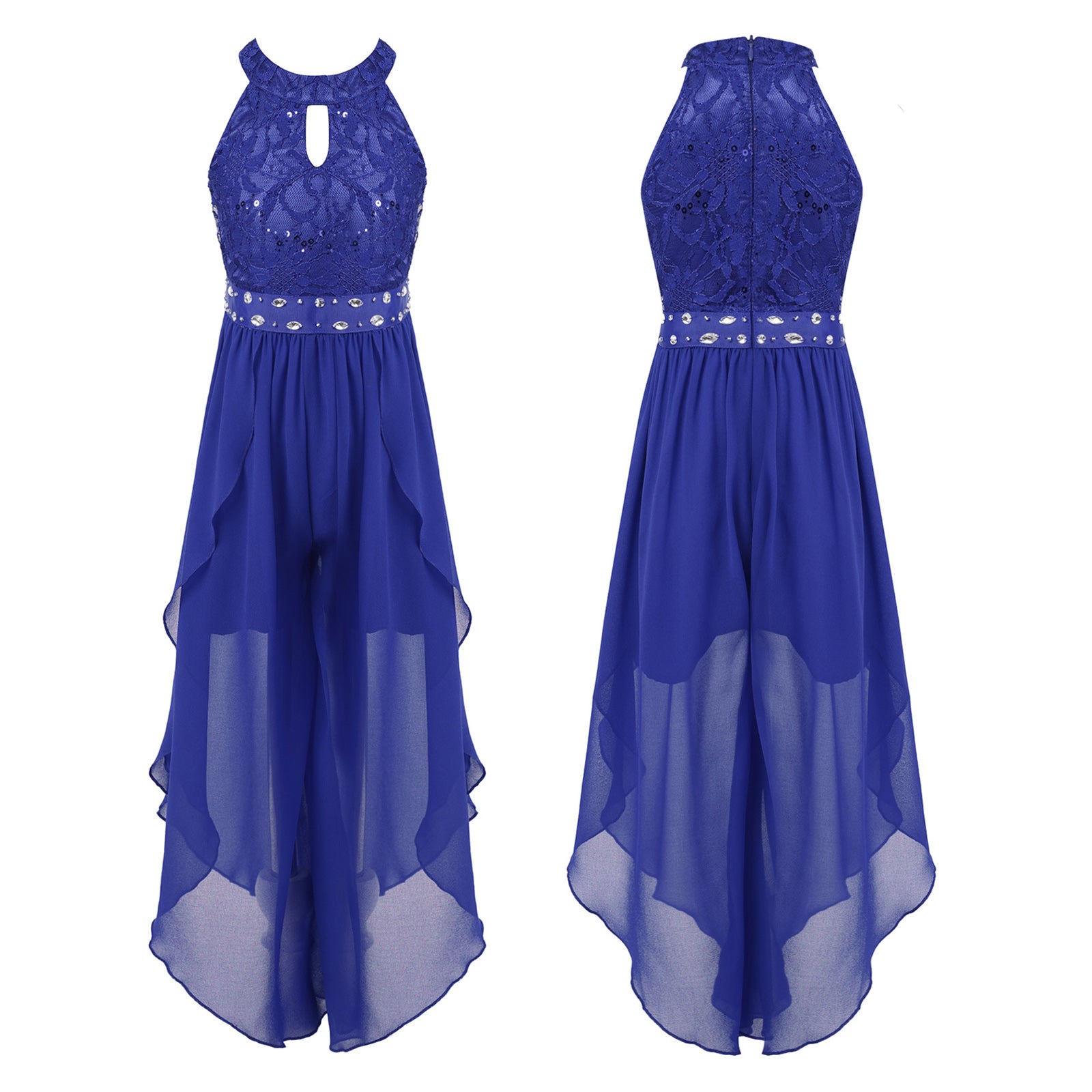 Sommer Mädchen Ärmellosen Chiffon Maxi Kleid Shiny Perlen Spitze Gebaut-in Shorts Party Kleid für Hochzeit Geburtstag Dance Leistung.