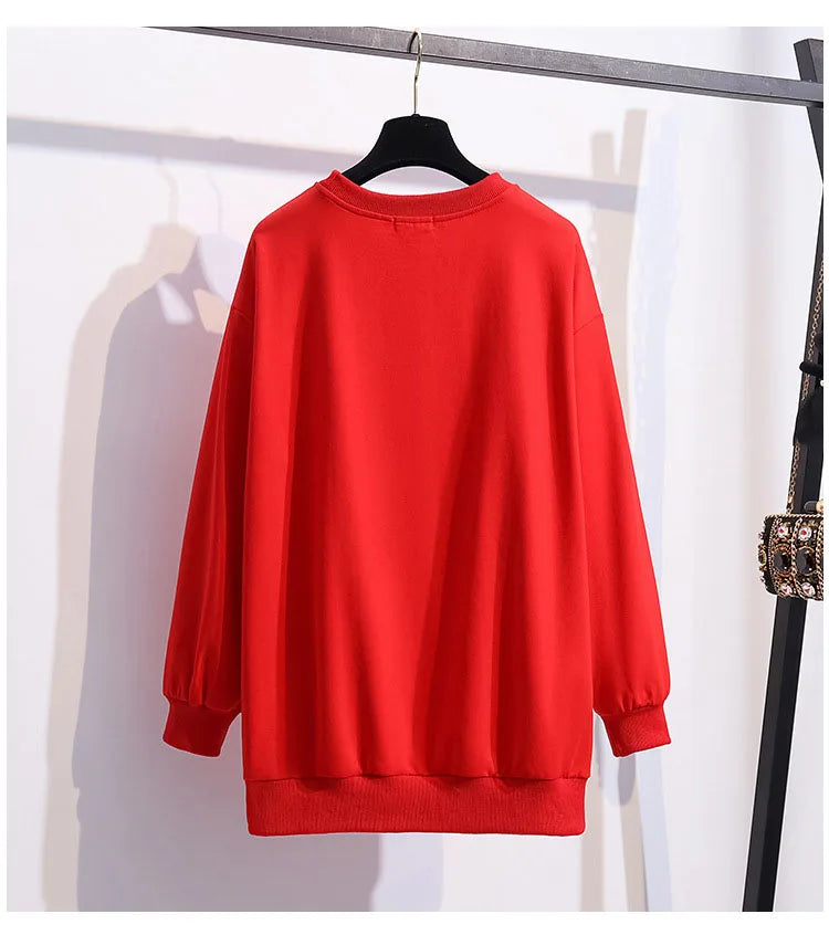 170Kg Plus Größe frauen Büste 170cm Frühling Herbst Lose Oansatz Langarm Cartoon Print Sweatshirts 6XL 7XL 8XL 9XL 10XL 11XL.