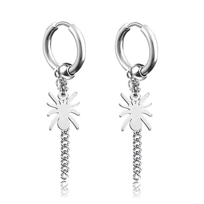 New Punk Stainless Steel Chain Hoop Earrings For Women Men 2023 Trendy Goth Pop Hip Hop Pendants Ear Jewelry Accessories Earring