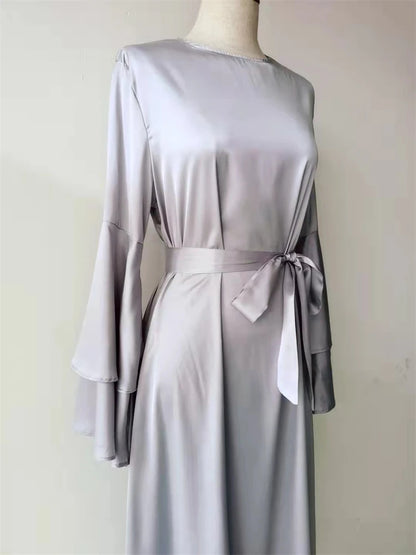 Eid Kebaya African Dresses For Women Muslim Kaftan Satin Shiny Batwing Abaya Dubai Luxury Caftan Marocain Robe Femme Musulmane