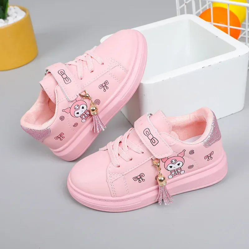 2025 Children's Little White Shoes Girls' Student Flat Bottom Casual Sports Shoes Low Top Spring Korean Plate Shoes.