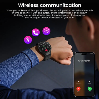 2025New For Android and ios Smart Watch Men AMOLED Screen GPS Motion trajectory Heart Rate Bluetooth Calls SmartWatch Waterproof