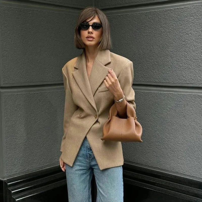 Neue Diagonal schnalle frauen Jacke Anzug Klassische Vintage Casual Jacken Herbst Mode Retro Frauen Mantel Revers Weibliche Mäntel Tops.