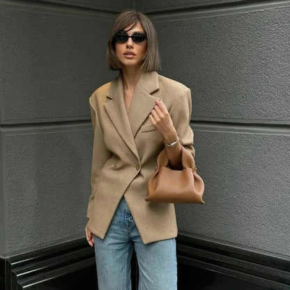 Neue Diagonal schnalle frauen Jacke Anzug Klassische Vintage Casual Jacken Herbst Mode Retro Frauen Mantel Revers Weibliche Mäntel Tops.