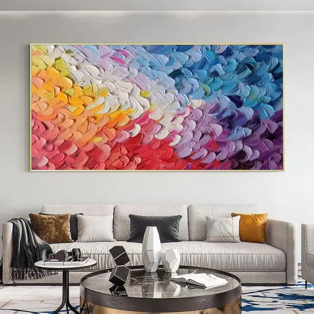 Thick Knife Oil Painting Abstract Hand Drawn Art Oil Painting Canvas Poster  Wall Art Decorative Pictures for Living Room Decor.