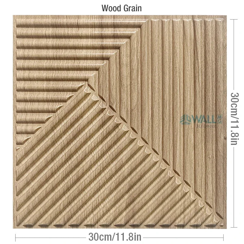 12pcs 30cm 3D textured wall panel 3D wall sticker Wood grain wall decor, suitable for living room, hall, bedroom, hotel, office