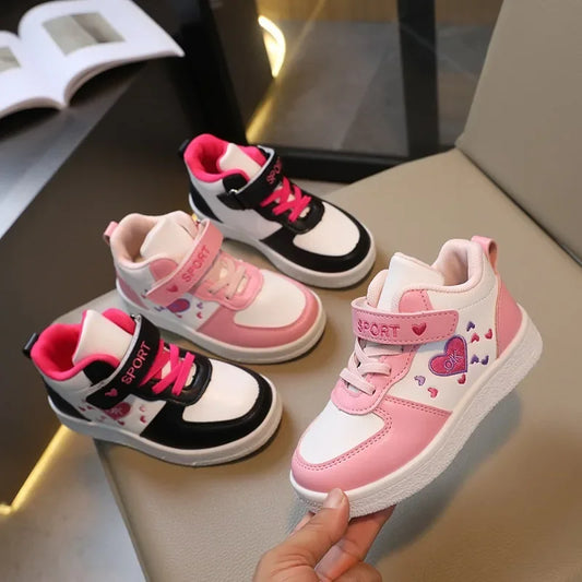 Children's Sports Shoes 2024 Spring and Autumn New Cute Girls' Sneakers Versatile Soft Breatheable Hook & Loop Fashion Kids Shoe.