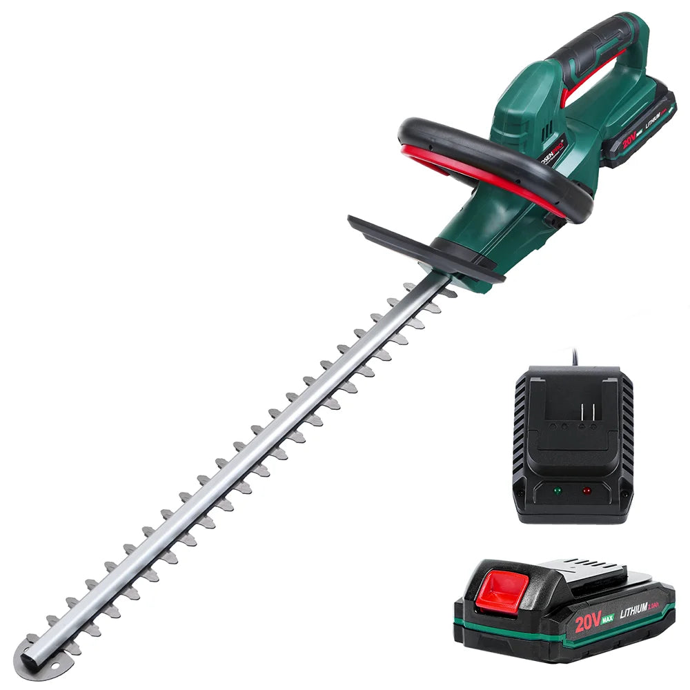 20 V Akku-Heckenschere, Gartenschere, Gartenwerkzeug-Set, 2,0 Ah Akku, Schnittlänge 520 mm, Zahnabstand 15 mm, POSENPRO