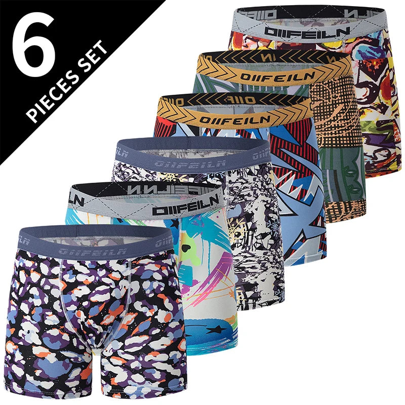 4/6Pcs Herrenmode Druck Lange Unterwäsche Jugendliche Für Erwachsene Multi-größe Bequeme Sport Boyshort Plus größe Fitness Shorts