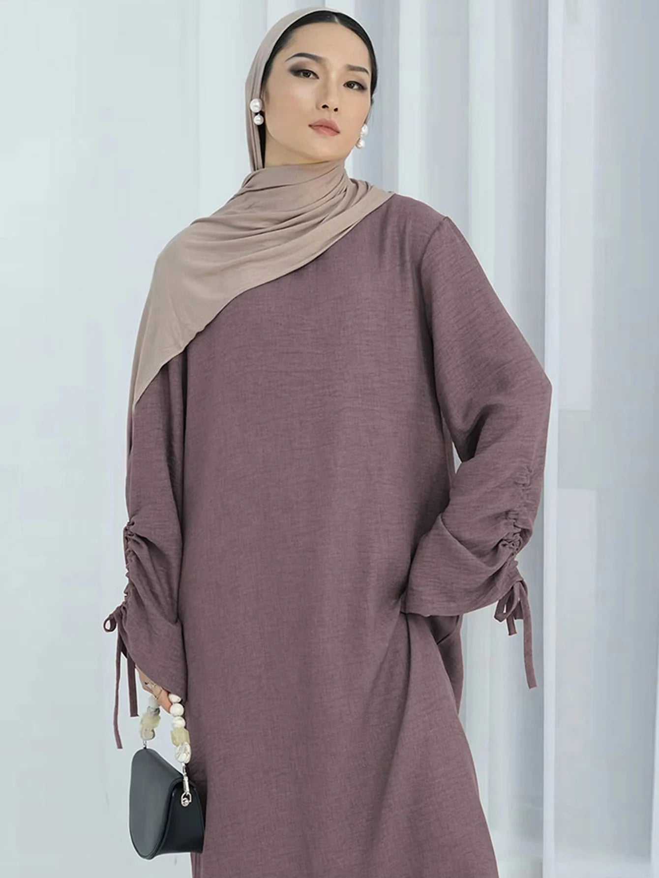 Eid Islamischen Modest Kleid für Frauen Abaya Spitze-up Hülse Marokko Casual Ramadan Vestidos Gebet Kaftan Dubai Muslimischen Lange robe.