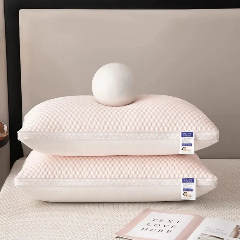 2025 new summer feather silk pillow cool Doudou ice silk pillow breathable mesh edge three-dimensional pillow core.