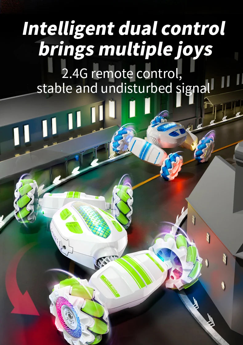 Teeggi S922 2.4G RC Stunt Car 4WD Double Remote Control 360° Degree Rotation RC Off Road Climbing Kids Rc Drift Car Toy for Gift.