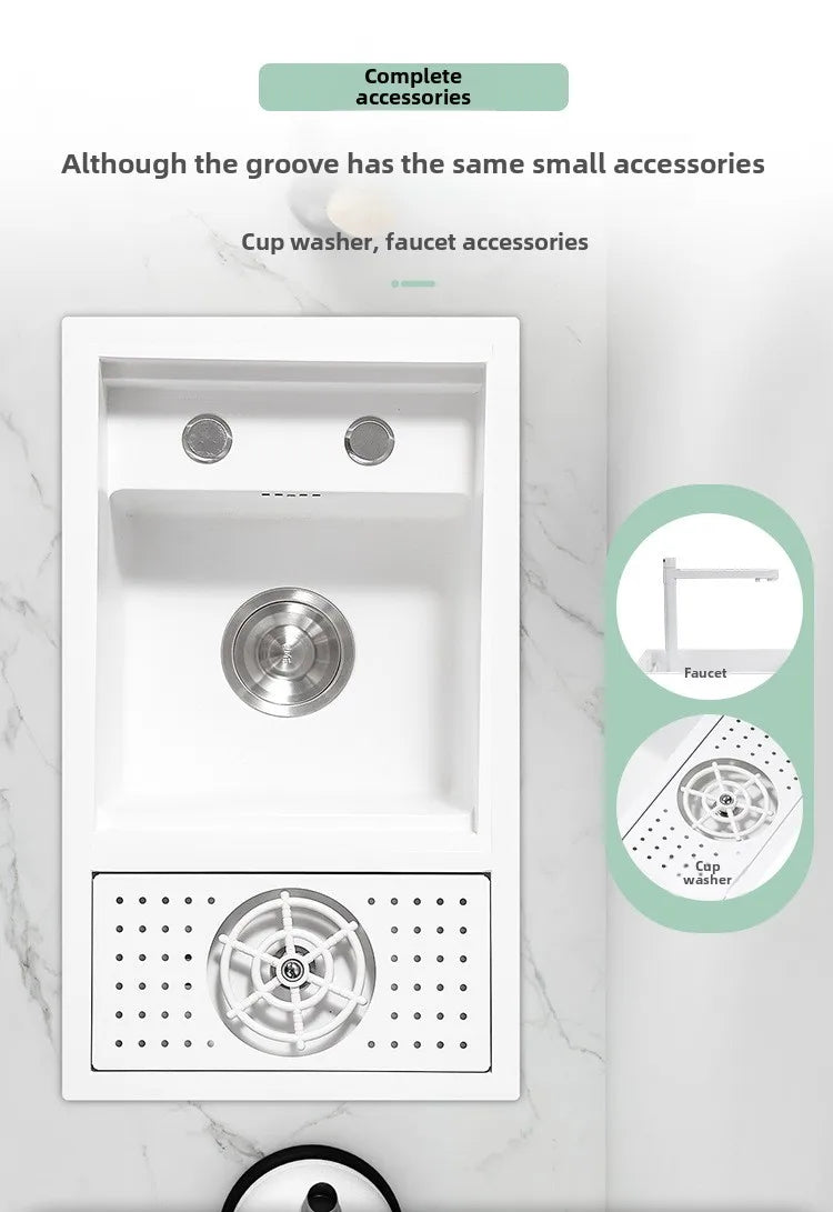 55 cm x 32 cm weißes, verstecktes Küchenspülbecken-Set, zusammenklappbares Wasserhahn-Abflussrohr, einklappbares Unterbauwaschbecken, kleines Waschbecken aus Edelstahl