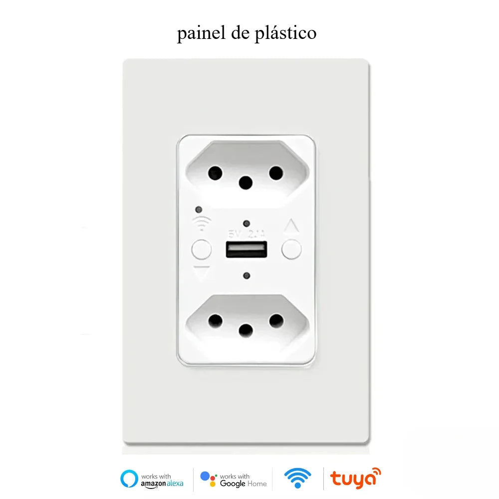 Melery Brasilien WiFi Smart Leben Dual Wand Steckdose Tuya Elektrische Stecker Outlet PC/Glas Touch Panel Alexa Dot Google hause Assistent.