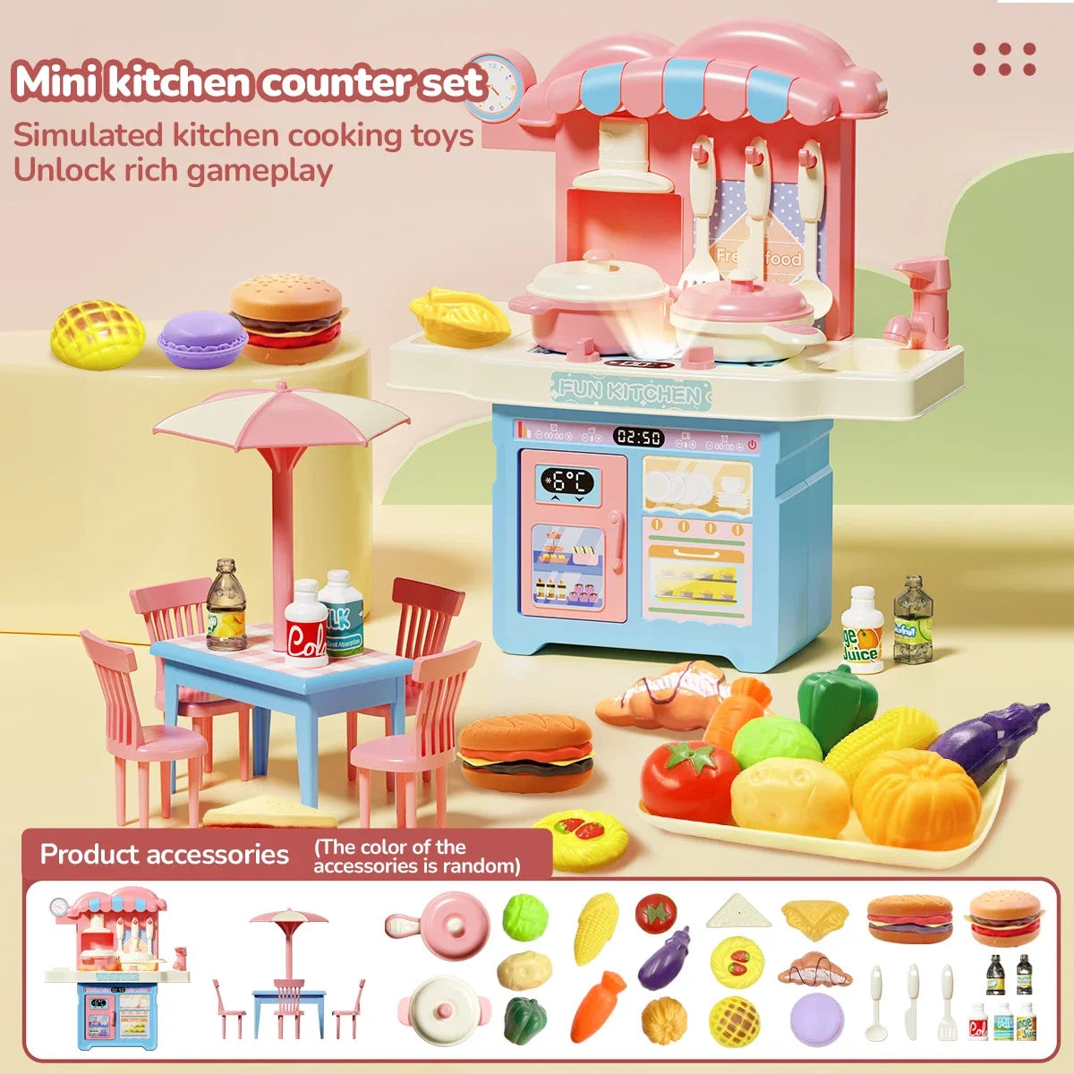 Simulated Kitchen Toy Play Set Miniature Food Pretend Play House Appliance Laundry Cookware Children Role-Playing Toys Girl Game