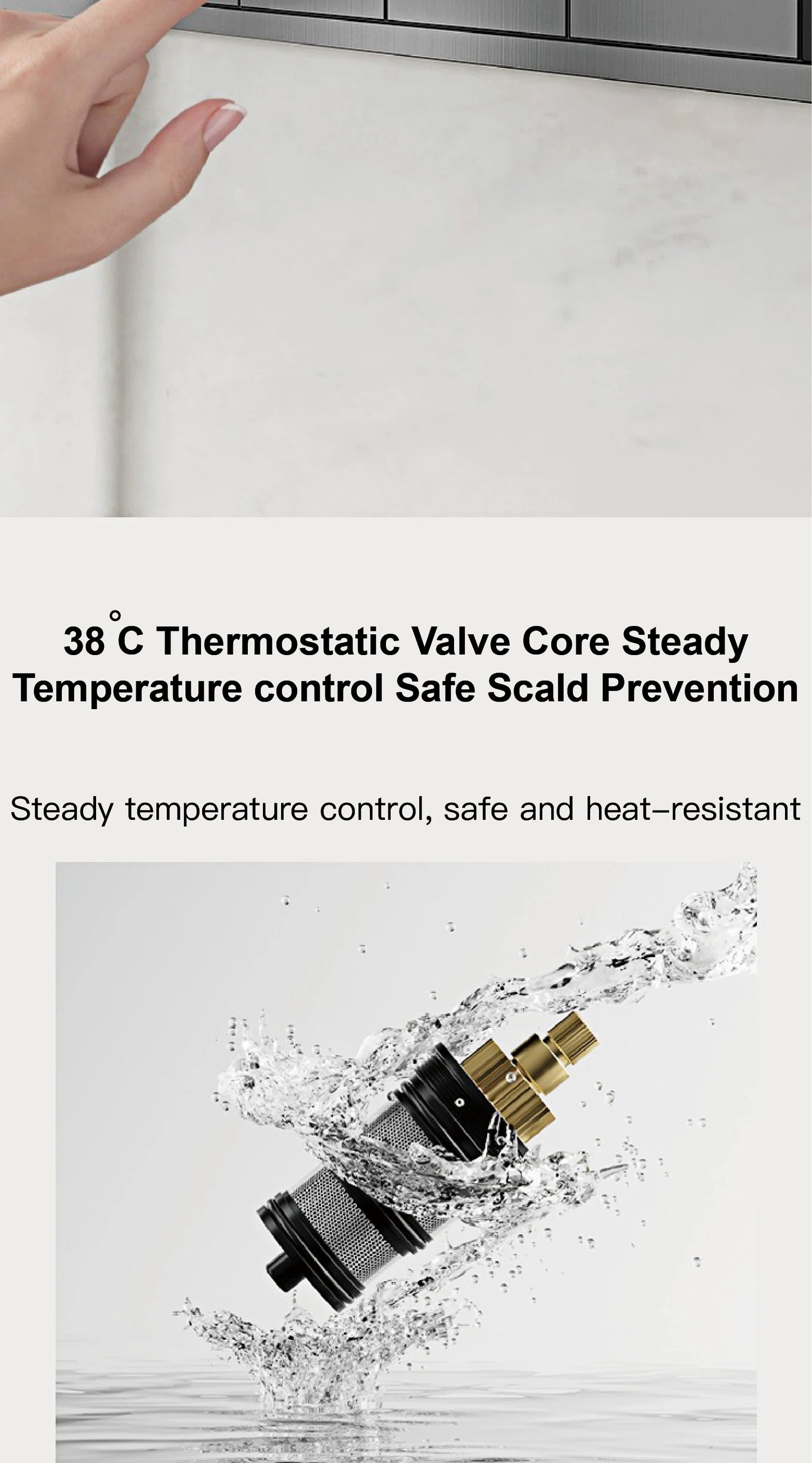 Deckenmontiertes thermostatisches LED-Digitalanzeige-Duschsystem. Eingebetteter Badmischer aus Messing im Wasserfallstil für heißes und kaltes Wasser