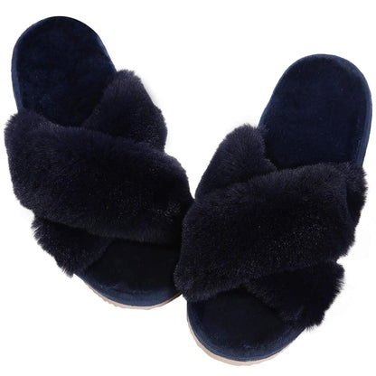 Litfun Fashion Fur Slippers For Women Winter Soft Bottom Cozy Fur Flip Flops Female Indoor Home Fluffy Short Plush Fuzzy Slides