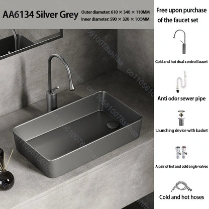 Luxuriöses Keramikgefäßwaschbecken, quadratisches Badezimmerwaschbecken, Arbeitsplatte, Kunstwaschbecken für Waschtischplatte, Keramik-Badezimmerwaschbecken für den Heimgebrauch