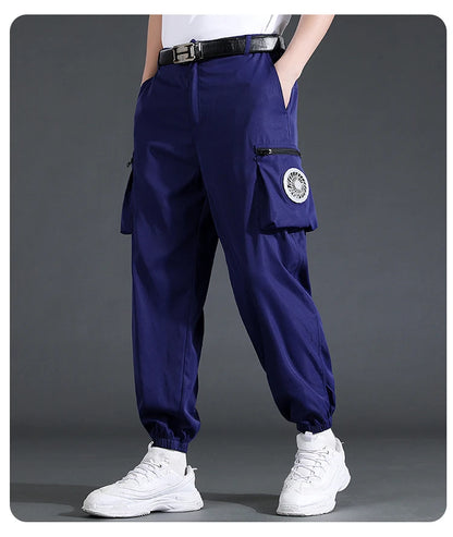 Fan Pants Cold Fishing Pure Cotton Site Welder Camping Ride Climbing Hiking Sports Fan Suit Air-Conditioning Clothes Fan Cooling