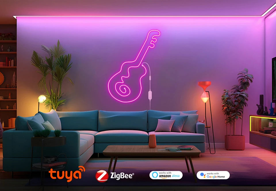 RGB Neon Light LED Strip ZigBee 5V USB Flexible RGB Rope Tube Lamp Warm/White Dimmable Lights for Tuya SmartThing Alexa Google.