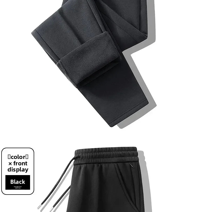 Men's Plus Size Pants Thickened Fleece Lined Thickened Autumn Winter Casual Trousers Loose Warm Outerwear Cold Proof Clothing.