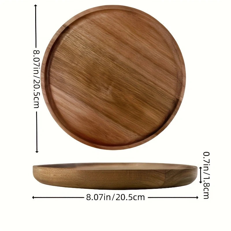 Round Wooden Decorative Serving Tray for Coffee Table and Home Decor, Round Wood Tray for Table Centerpiece, Small Candle Tray.