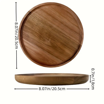 Round Wooden Decorative Serving Tray for Coffee Table and Home Decor, Round Wood Tray for Table Centerpiece, Small Candle Tray.