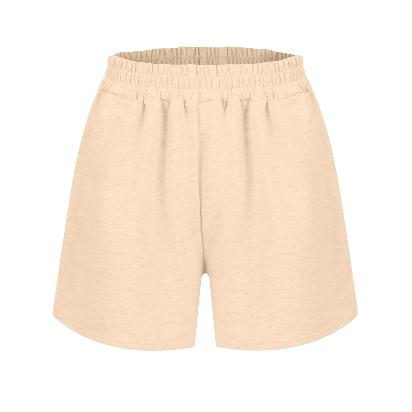 Plain Color Sports Shorts Casual Summer Comfortable And Soft Elastic High Waist Running Shorts With Pockets For Women