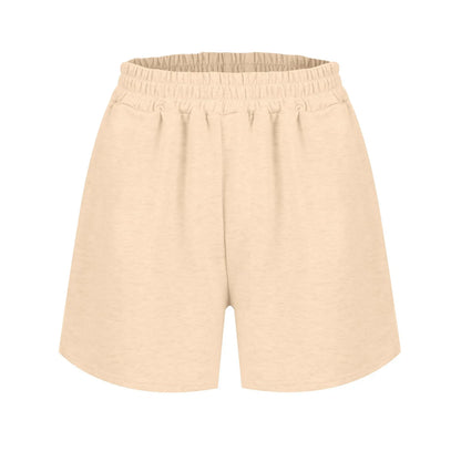 Plain Color Sports Shorts Casual Summer Comfortable And Soft Elastic High Waist Running Shorts With Pockets For Women