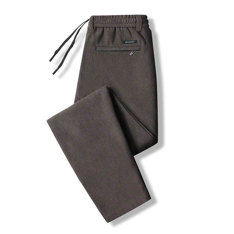 Elastic Waist Casual Pants Men Joggers Loose Fit Straight Pants Spring Autumn Male Trousers Large Size Black Grey.