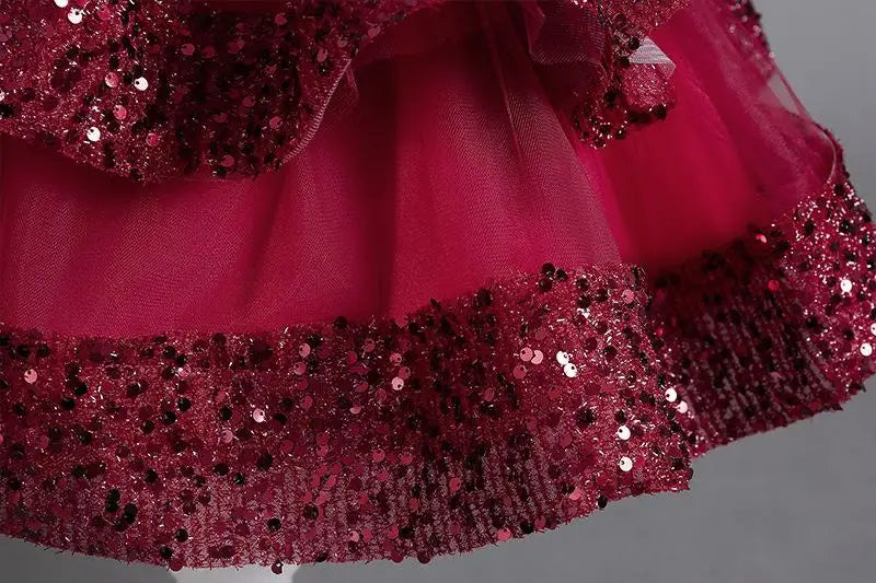 Sommer Neue Perlen Fliege Pailletten Mesh Kinder Ärmelloses Abendkleid Schule Abschlussfeier Multi Layered Kleid.