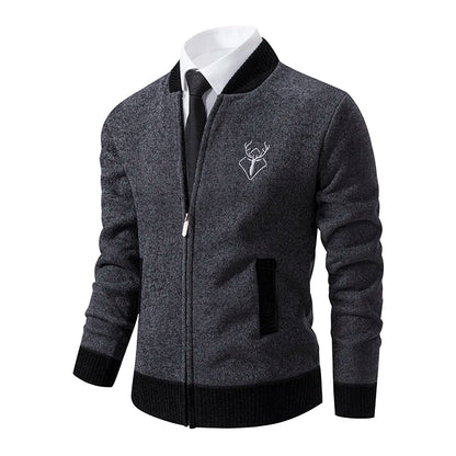 Sweater Cardigan Knitted Men's Clothing Korean Style Long Sleeve Fleece Warm Overcoat Baseball Jumper New Wool Sweatercoat.